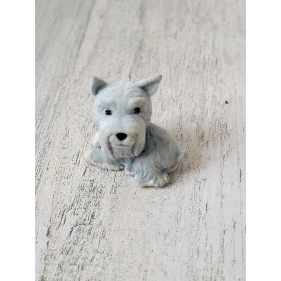 Mini flocked short hair Terrier gray dog pet dog accessory toy - Picture 1 of 4